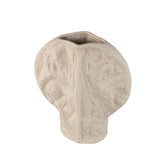 Linos Taupe matt ceramic structure round vaas L PTMD - Vaas - PTMD - livinglovely.nl