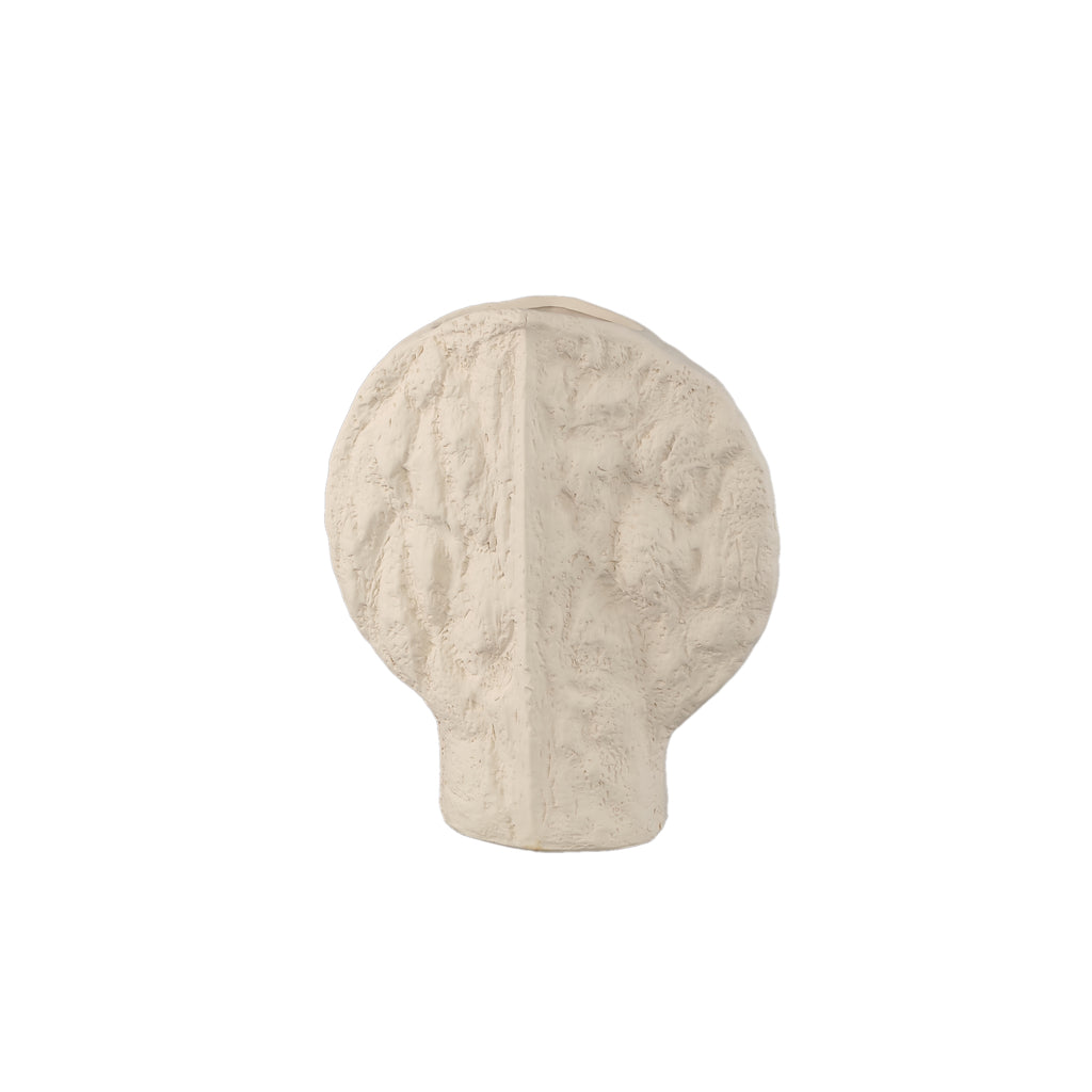 Linos Taupe matt ceramic structure round vaas S PTMD - Vaas - PTMD - livinglovely.nl