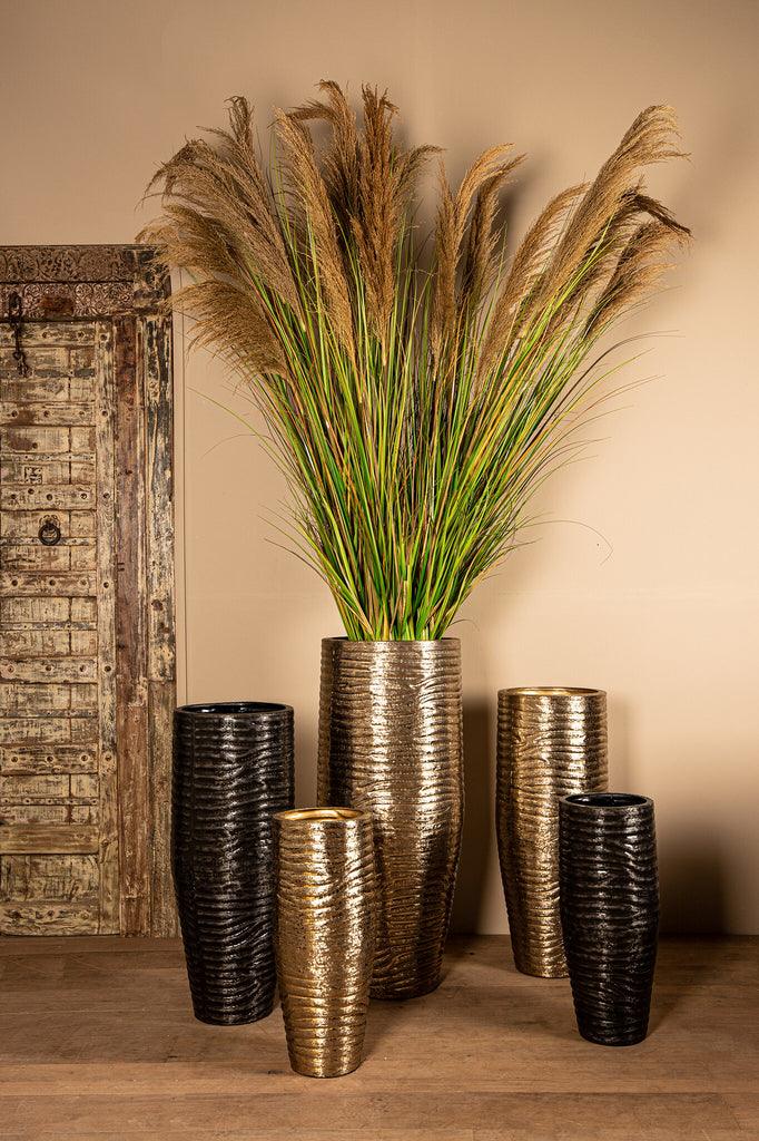 livinglovely.nl - Addila Black Brushed High Pot - Set van 3 - PTMD - Vaas - PTMD - livinglovely.nl