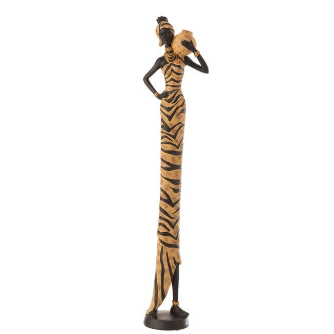 livinglovely.nl - Afrikaanse Vrouw Zebra Poly Zwart/Bruin - Beeld - J-Line - livinglovely.nl