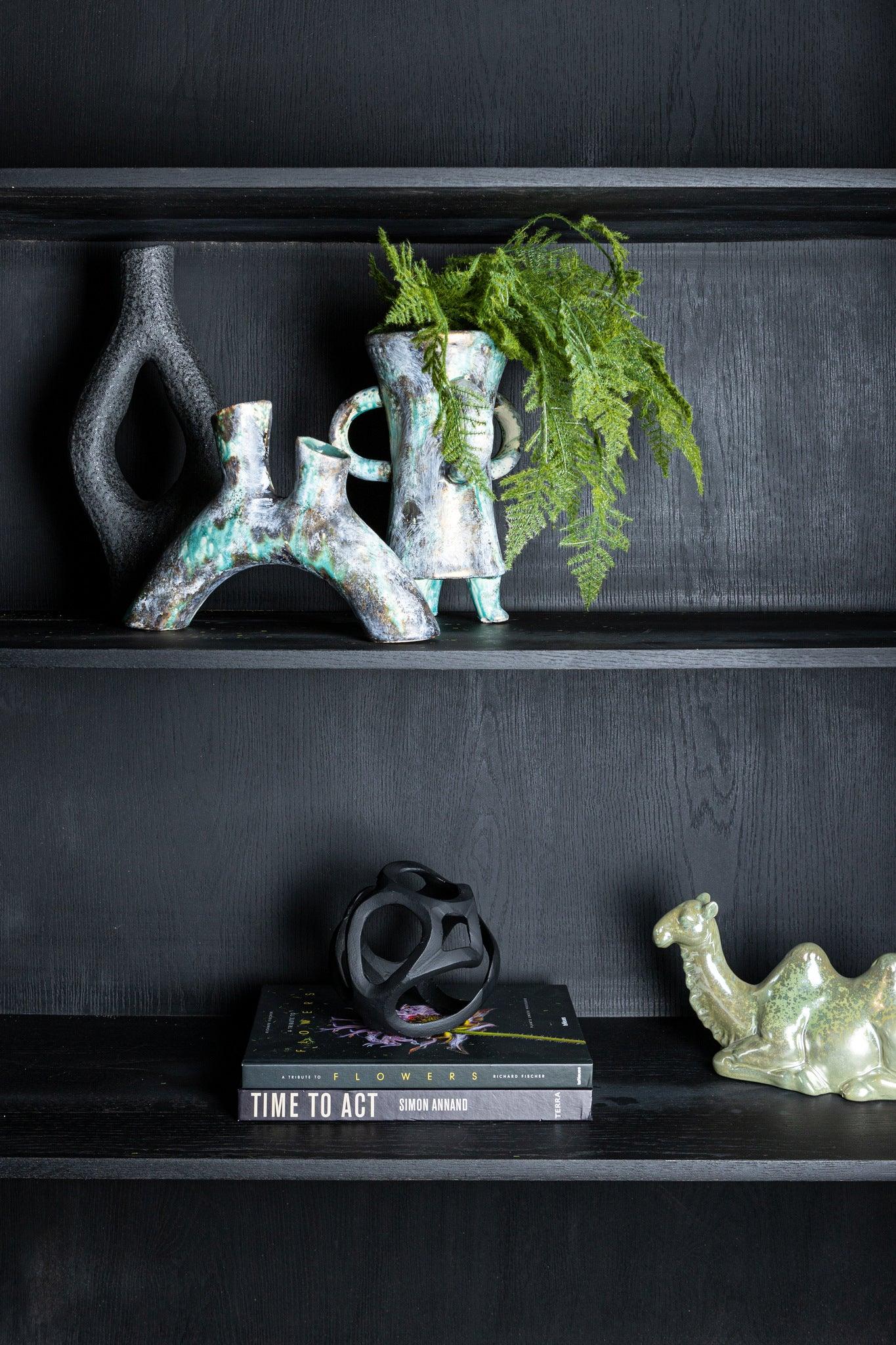 livinglovely.nl - Aidan Gold green glazed ceramic camel statue lying PTMD - Beeld - PTMD - livinglovely.nl