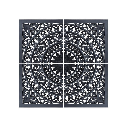 livinglovely.nl - Akoulina Black MDF Antique Carved Wallpanel 4 pcs PTMD - Wandpaneel - PTMD - livinglovely.nl