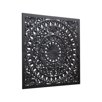 livinglovely.nl - Akoulina Black MDF Antique Carved Wallpanel 4 pcs PTMD - Wandpaneel - PTMD - livinglovely.nl