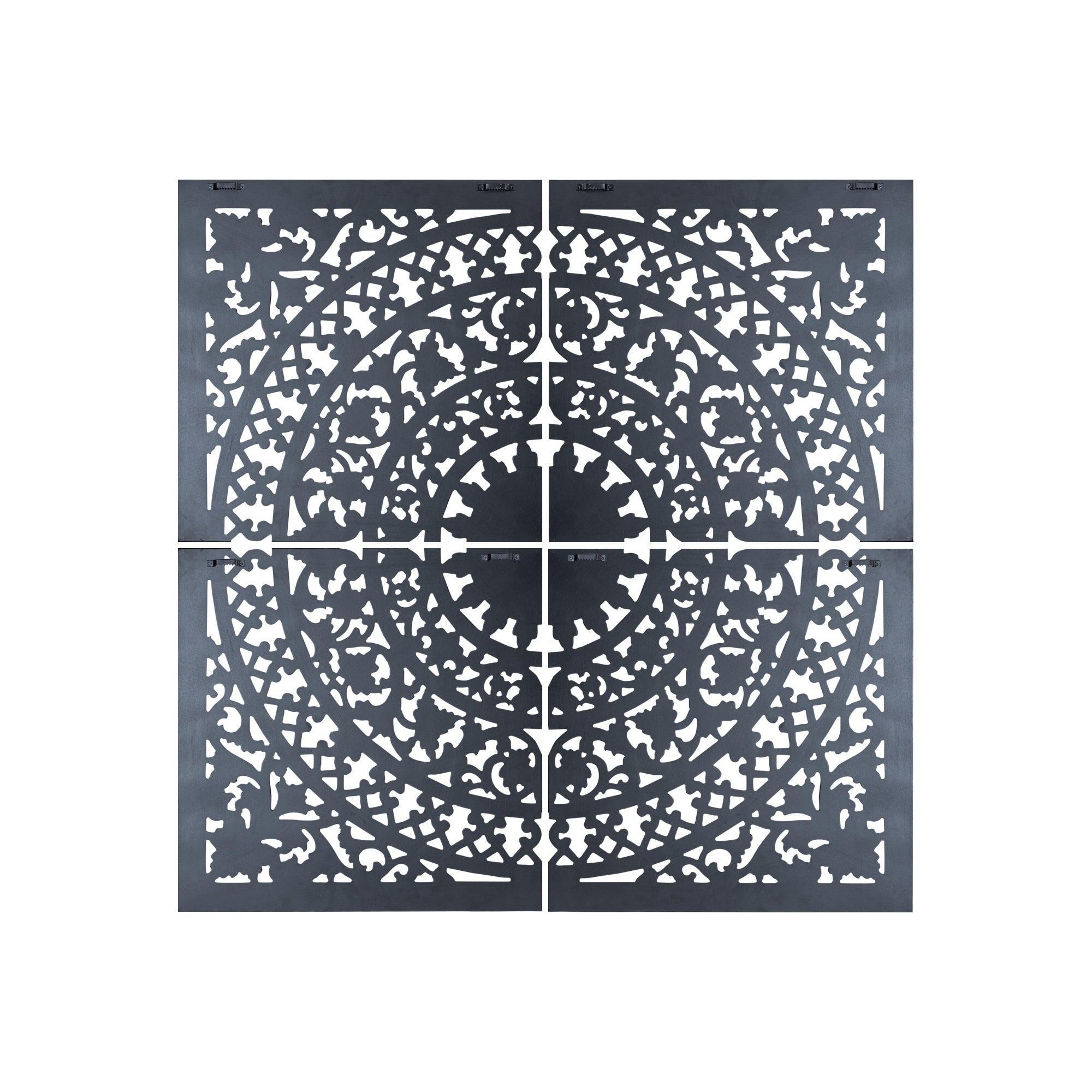 livinglovely.nl - Akoulina Black MDF Antique Carved Wallpanel 4 pcs PTMD - Wandpaneel - PTMD - livinglovely.nl