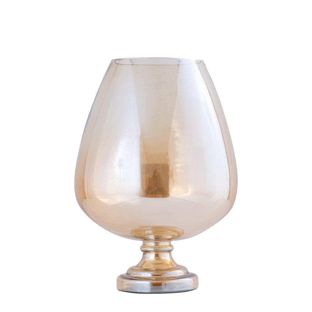 livinglovely.nl - Alwine Gold glass stormlight on base shiny M PTMD - Kaarshouder - PTMD - livinglovely.nl