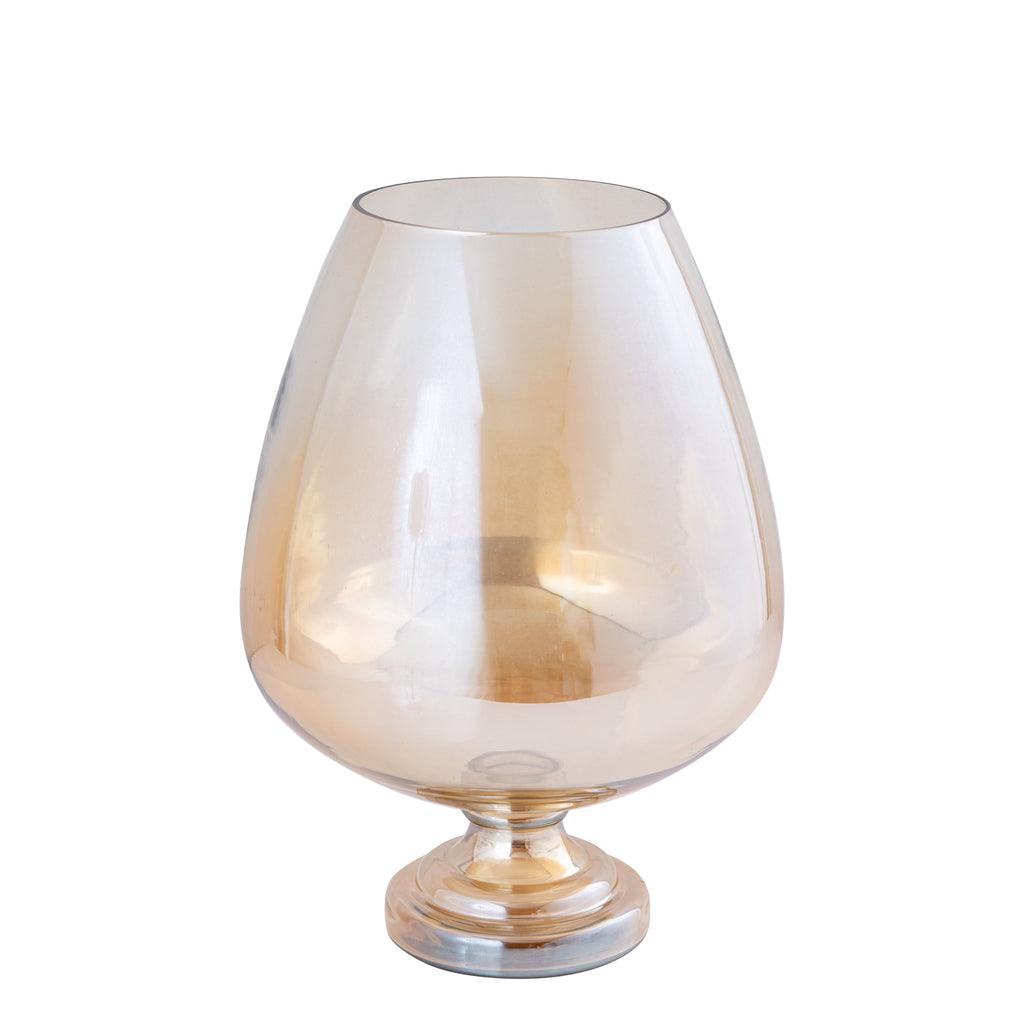 livinglovely.nl - Alwine Gold glass stormlight on base shiny M PTMD - Kaarshouder - PTMD - livinglovely.nl