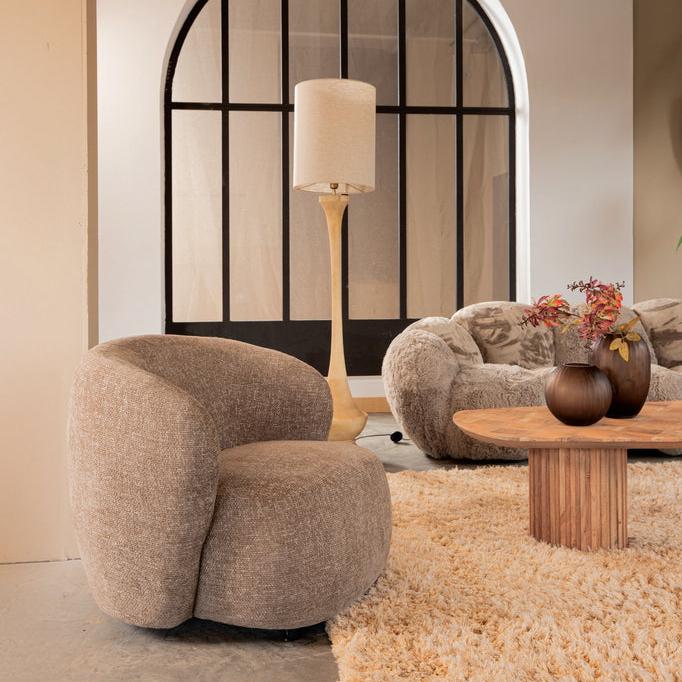 livinglovely.nl - Aphrodite Taupe fauteuil legacy 3 mink fabric PTMD - Fauteuil - PTMD - livinglovely.nl