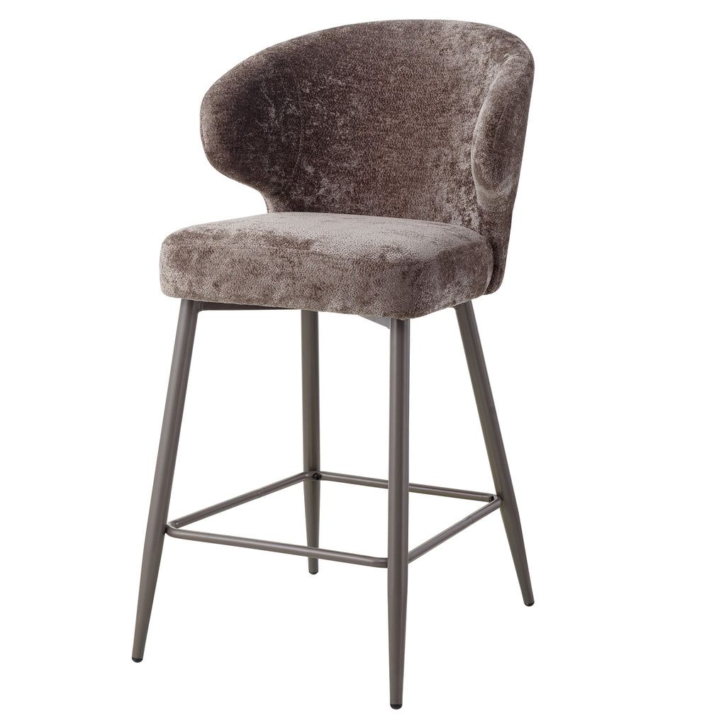 livinglovely.nl - Ares Grey bar chair aphrodite 7 mocco clay leg PTMD - Barkruk - PTMD - livinglovely.nl