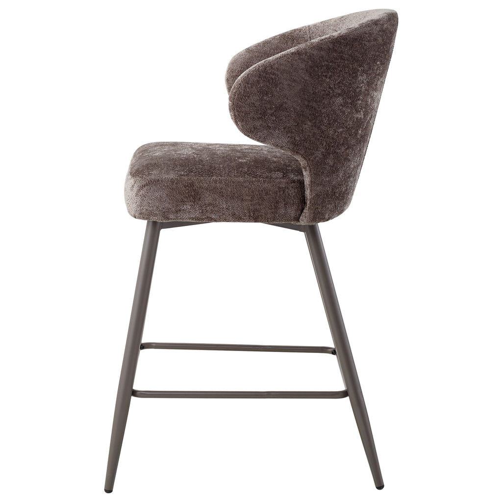 livinglovely.nl - Ares Grey bar chair aphrodite 7 mocco clay leg PTMD - Barkruk - PTMD - livinglovely.nl