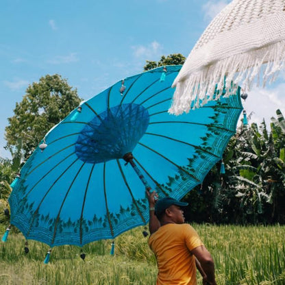 livinglovely.nl - Bali Parasol - Blauw Half Zilver - 180cm - Parasol - Todo Bien - livinglovely.nl