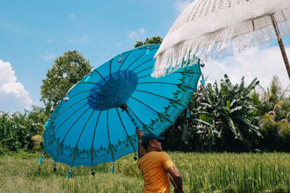 livinglovely.nl - Bali Parasol - Blauw Half Zilver - 250cm - Parasol - Todo Bien - livinglovely.nl