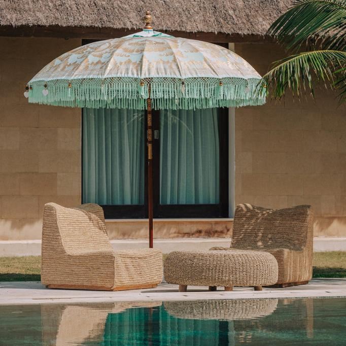 livinglovely.nl - Bali Parasol – Mint Goud – 250cm - Parasol - Todo Bien - livinglovely.nl