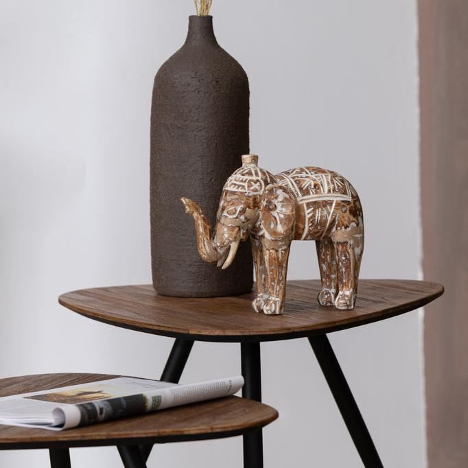 livinglovely.nl - Beeldje Olifant Albasiahout Natuur J-Line - Beeld - J-Line - livinglovely.nl