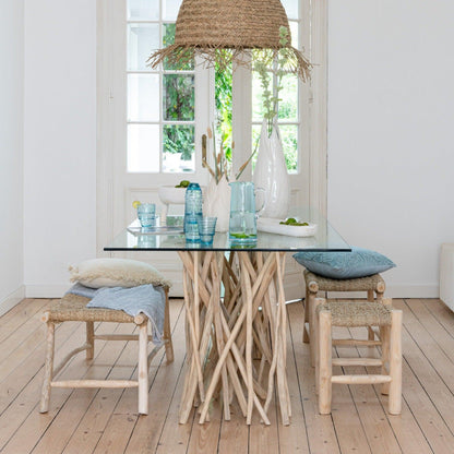 livinglovely.nl - Bench Timo Grass/Teak Wood Natural - Bankje - J-Line - livinglovely.nl