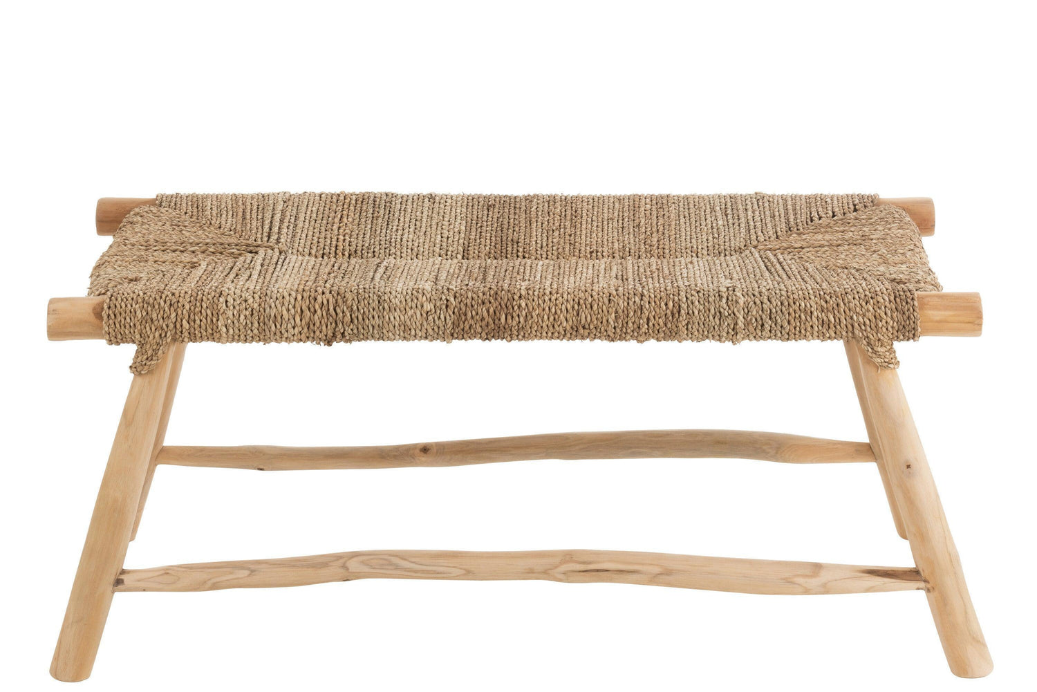 livinglovely.nl - Bench Timo Grass/Teak Wood Natural - Bankje - J-Line - livinglovely.nl