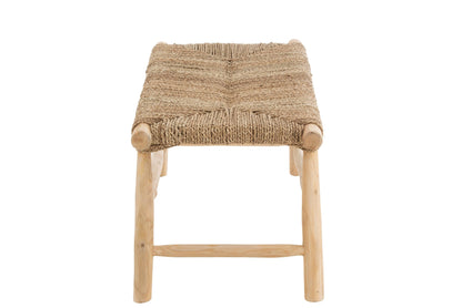 livinglovely.nl - Bench Timo Grass/Teak Wood Natural - Bankje - J-Line - livinglovely.nl