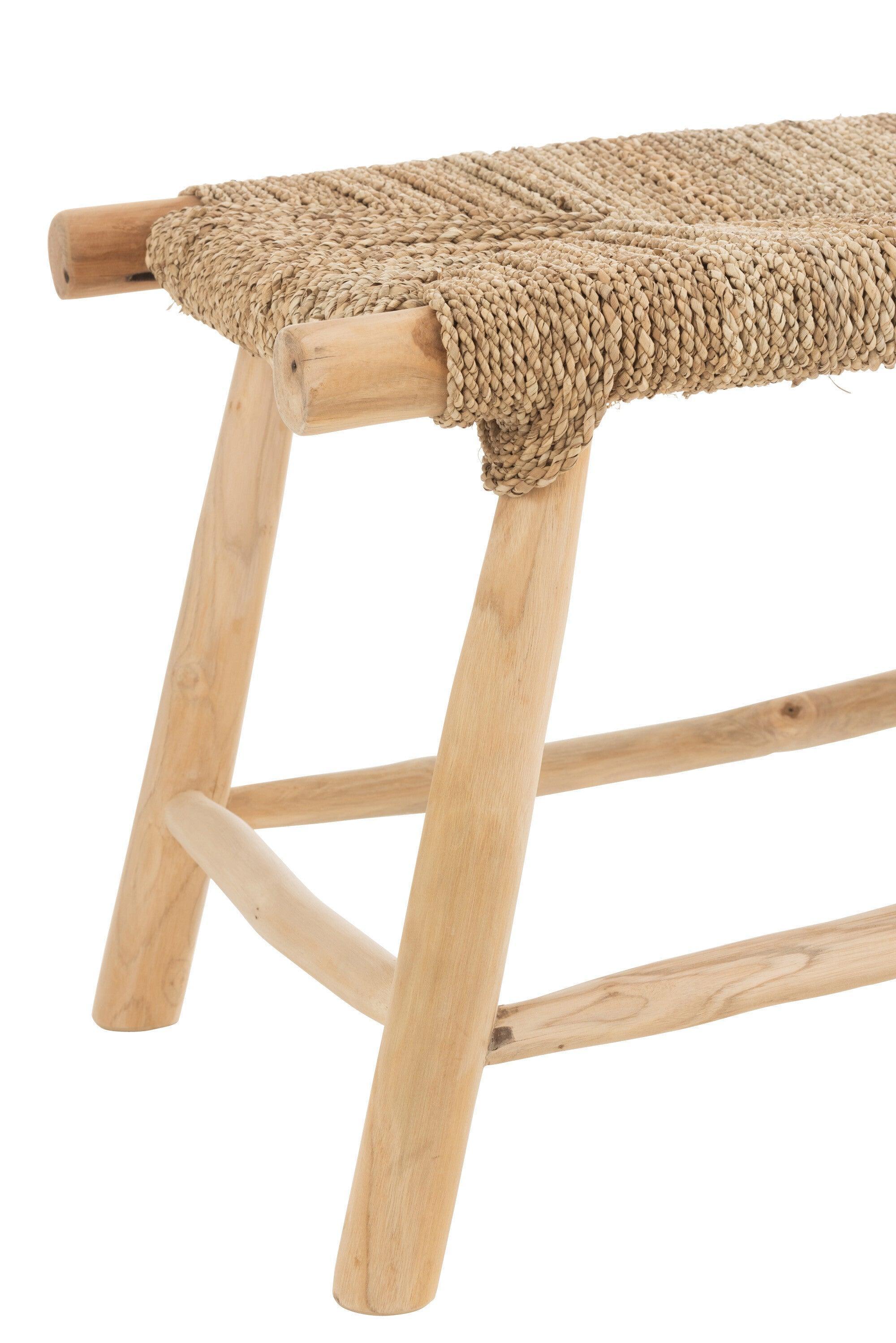 livinglovely.nl - Bench Timo Grass/Teak Wood Natural - Bankje - J-Line - livinglovely.nl