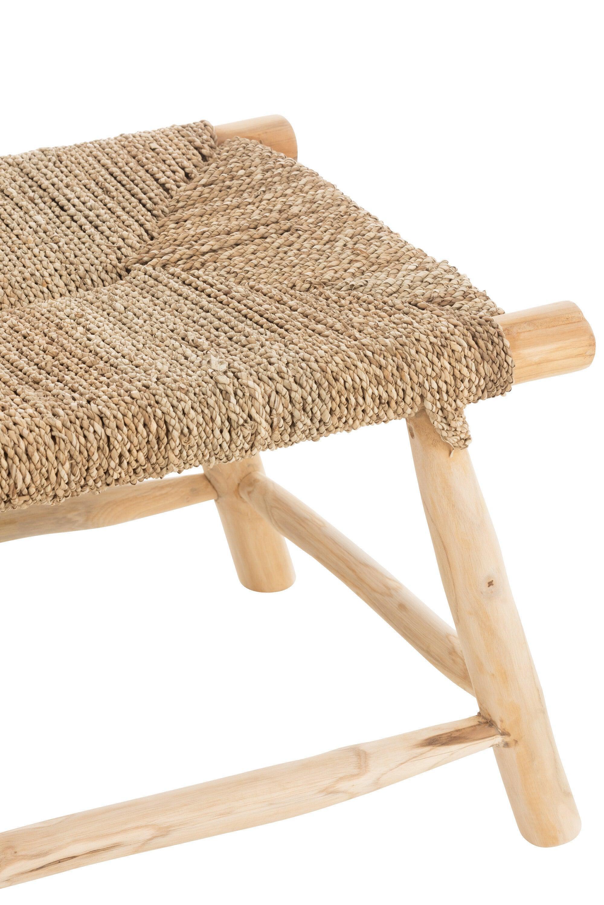 livinglovely.nl - Bench Timo Grass/Teak Wood Natural - Bankje - J-Line - livinglovely.nl