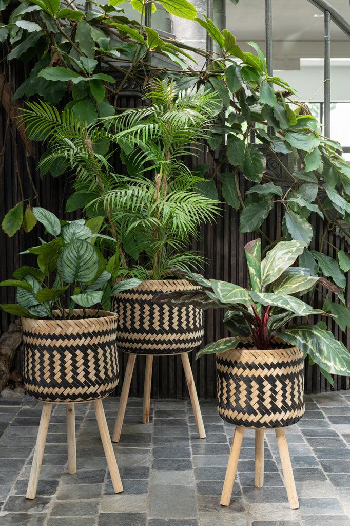 livinglovely.nl - Bergpalm In Pot Plastiek Groen/Zwart Small - Kunstplant - J-Line - livinglovely.nl