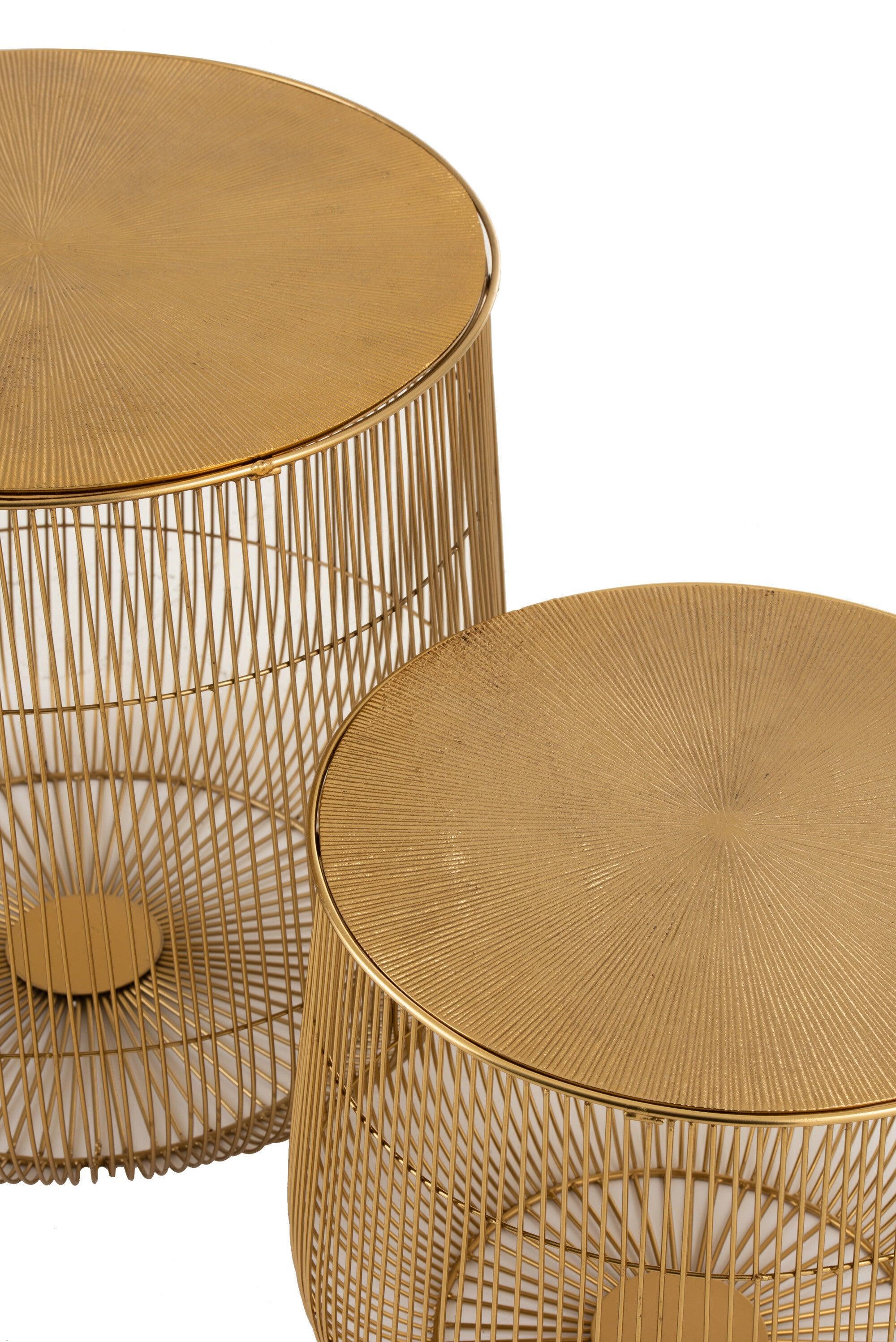 livinglovely.nl - Bijzettafels Mand Metaal Goud Set van 2 - Bijzettafel - J-Line - livinglovely.nl