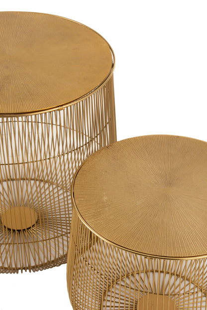 livinglovely.nl - Bijzettafels Mand Metaal Goud Set van 2 - Bijzettafel - J-Line - livinglovely.nl