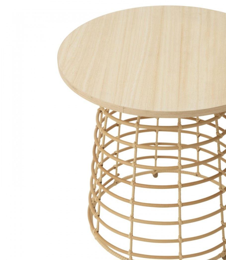 livinglovely.nl - Bijzettafels Rond+Circulaire Voet Hout Naturel Set van 2 - Bijzettafel - J-Line - livinglovely.nl