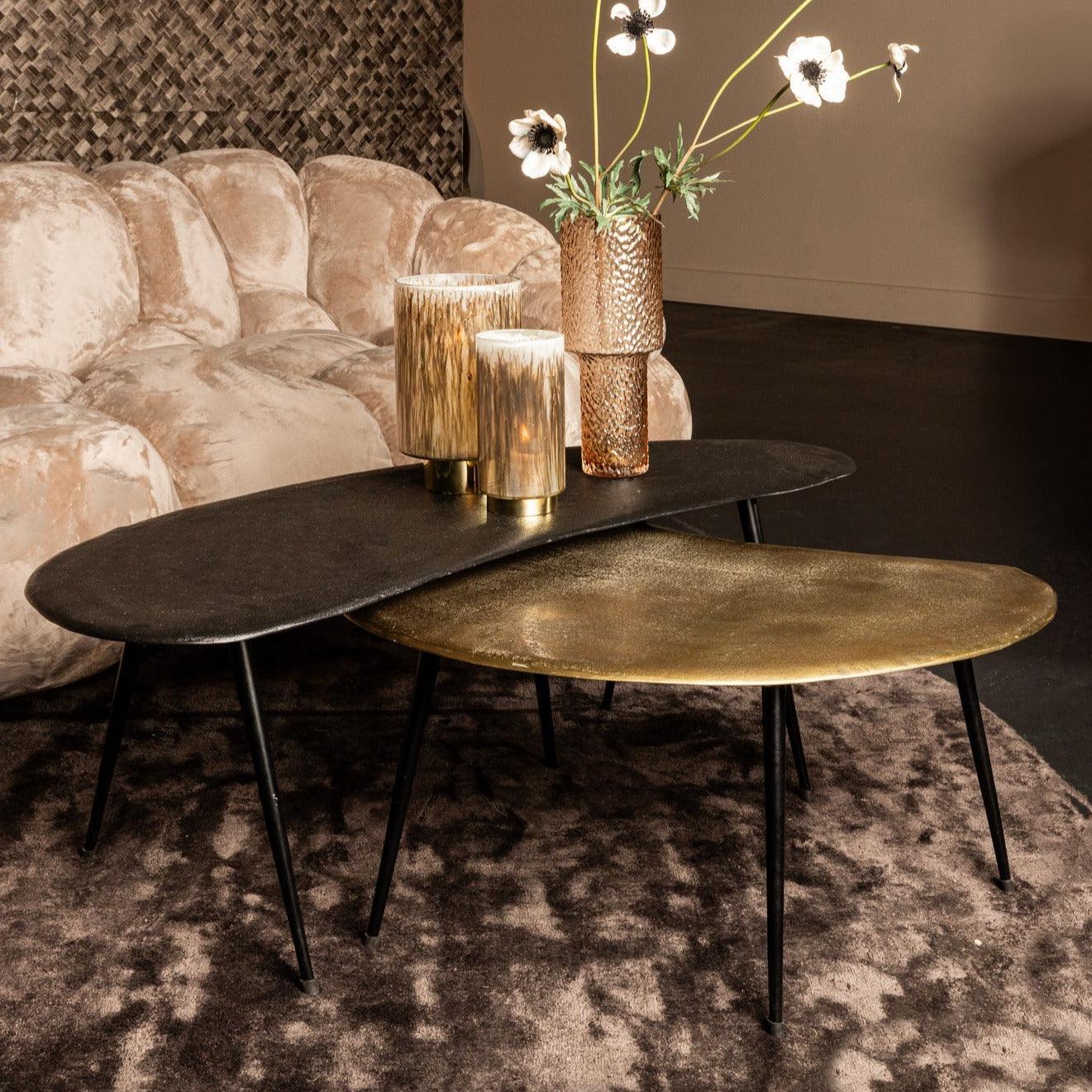 livinglovely.nl - Blaze Black Casted Alu Coffee Table Set van 2 PTMD - Salontafel - PTMD - livinglovely.nl