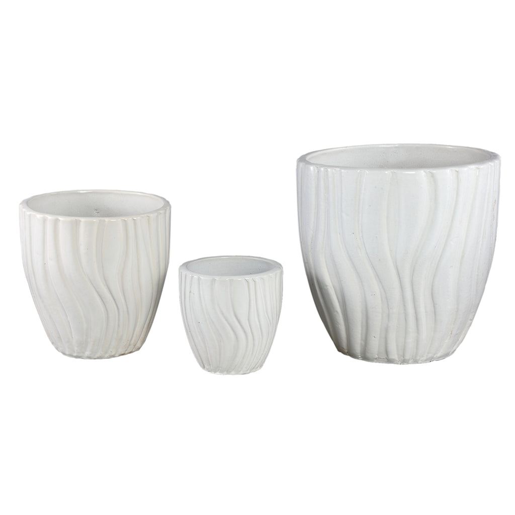 livinglovely.nl - Bloempot Fionaa - Keramiek - Wit - Set van 3 PTMD - Pot - PTMD - livinglovely.nl