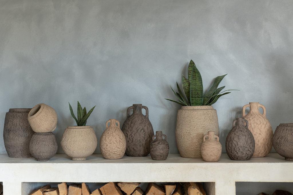 livinglovely.nl - Bloempot Keramiek Taupe/Bruin Small Set van 2 - Bloempot - J-Line - livinglovely.nl