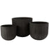 livinglovely.nl - Bloempotten Rond Keramiek Hoog Zwart Set van 3 - Pot - J-Line - livinglovely.nl