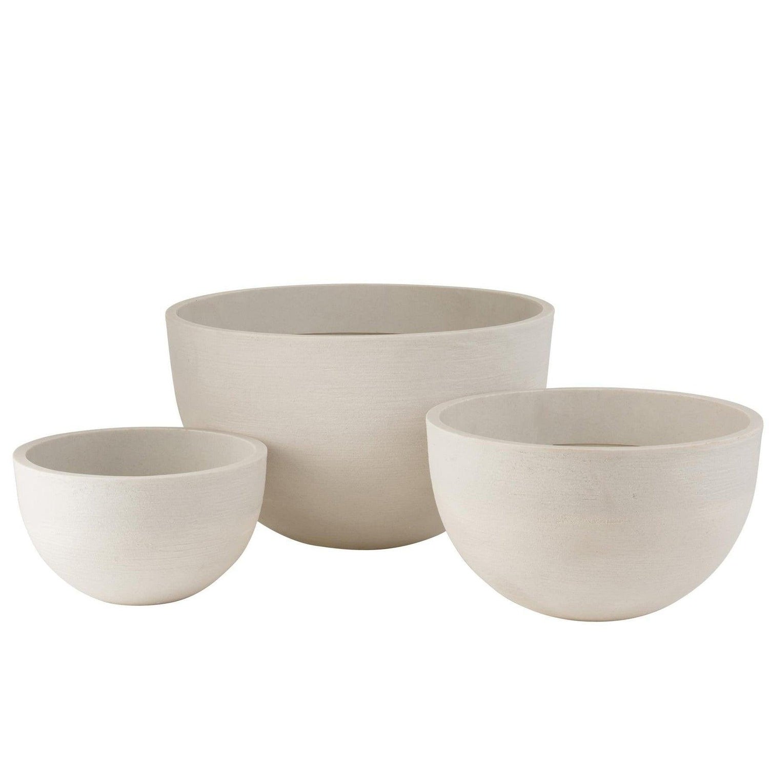 livinglovely.nl - Bloempotten Rond Keramiek Laag Wit Set van 3 - Pot - J-Line - livinglovely.nl