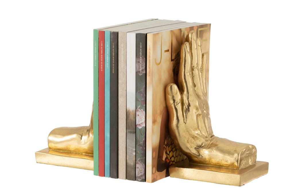 livinglovely.nl - Boekensteun Handen Poly Goud Set van 2 - Boekensteun - J-Line - livinglovely.nl