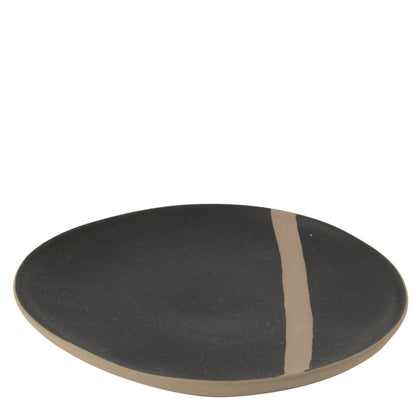 livinglovely.nl - Bord Keramiek Zwart/Taupe Large J-Line - bord - J-Line - livinglovely.nl