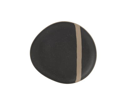 livinglovely.nl - Bord Keramiek Zwart/Taupe Small J-Line - bord - J-Line - livinglovely.nl