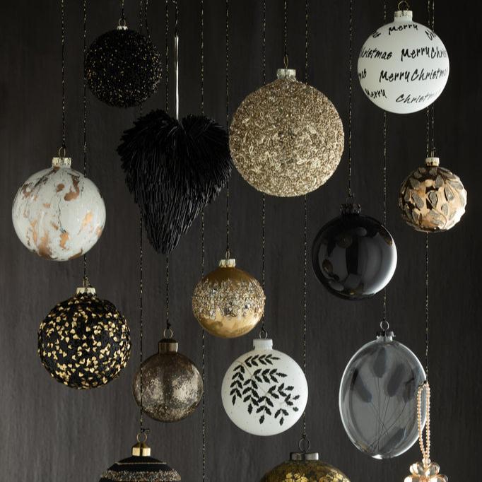 livinglovely.nl - Box Of 4 Christmas Baubles Glitter Glass Gold Large - Kerstbal - J-Line - livinglovely.nl