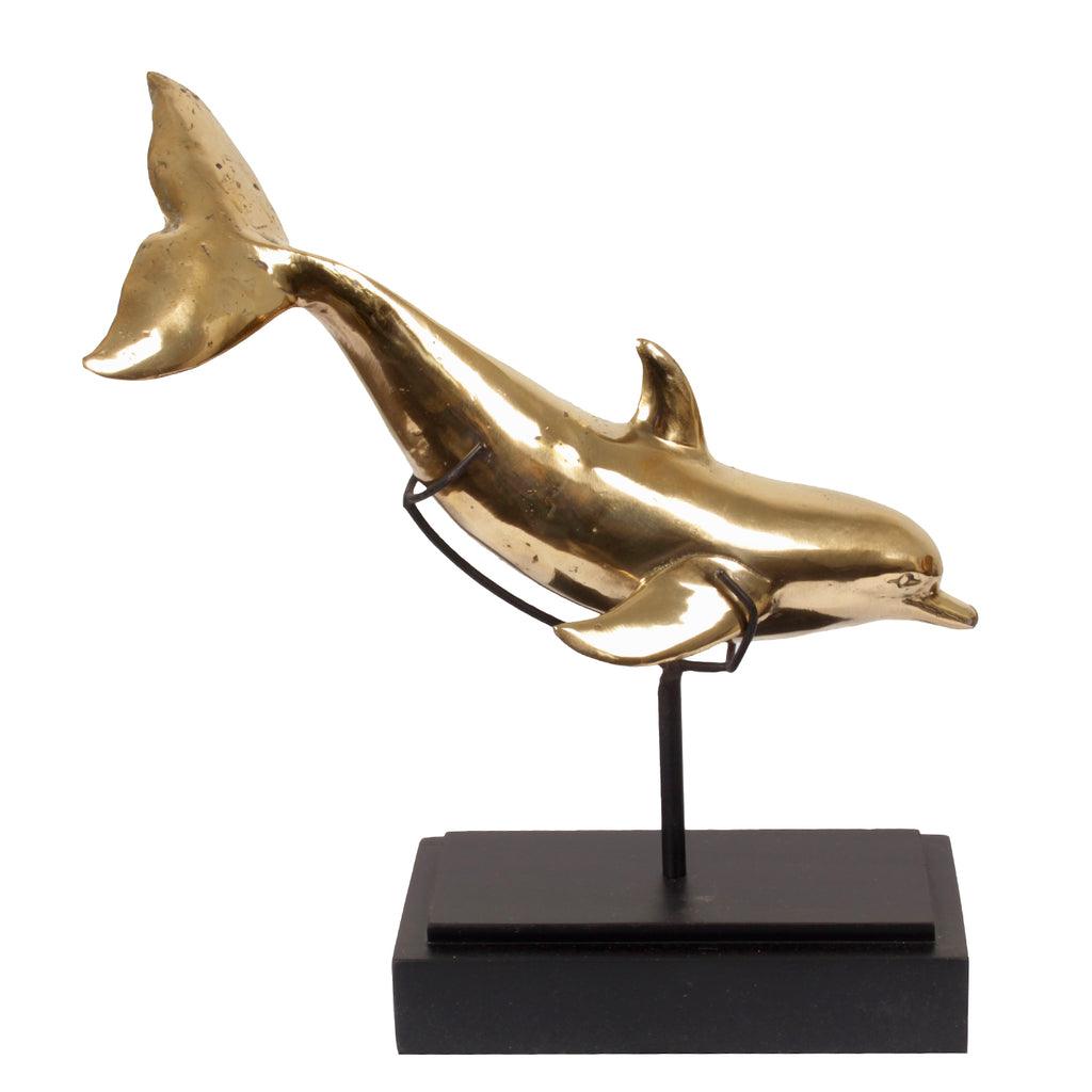 livinglovely.nl - Brass Dolphin On Stand - Ornament - Pole to Pole - livinglovely.nl