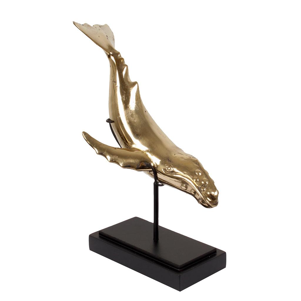 livinglovely.nl - Brass Whale On Stand - Ornament - Pole to Pole - livinglovely.nl