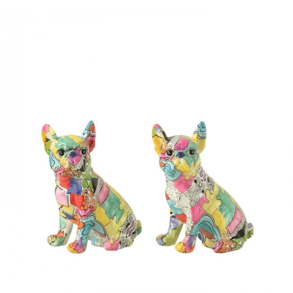 livinglovely.nl - Bulldog Ogen Zittend Pop-Art Polyresine - Beeld - J-Line - livinglovely.nl