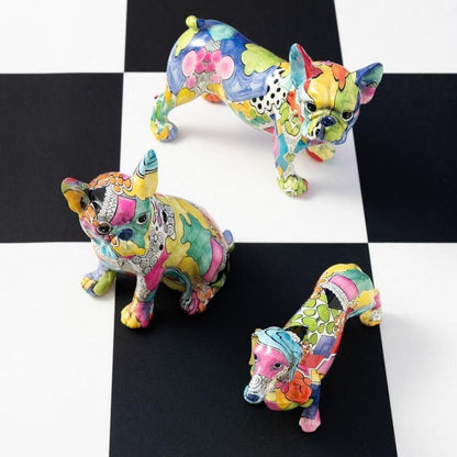 livinglovely.nl - Bulldog Ogen Zittend Pop-Art Polyresine - Beeld - J-Line - livinglovely.nl