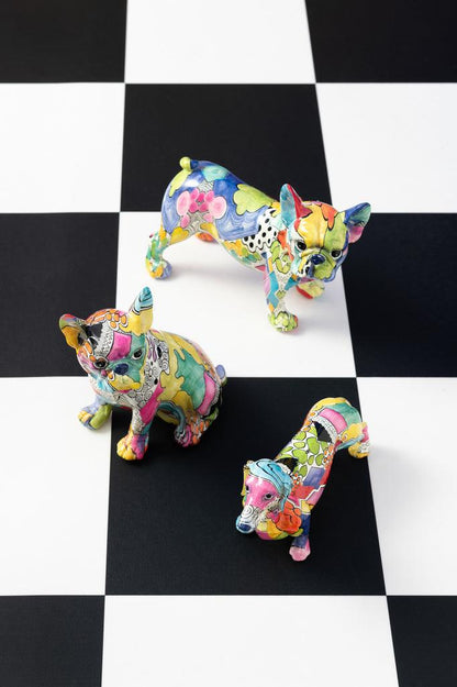 livinglovely.nl - Bulldog Ogen Zittend Pop-Art Polyresine - Beeld - J-Line - livinglovely.nl