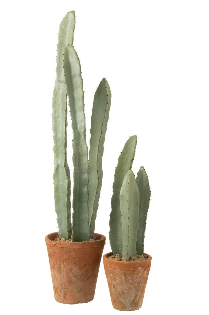 livinglovely.nl - Cactus In Pot Plastiek Groen Large Set van 3 - Kunstplant - J-Line - livinglovely.nl