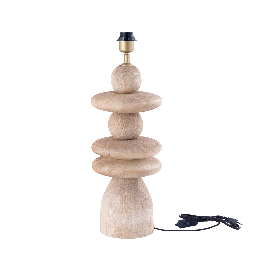 livinglovely.nl - Callain Natural mango wood table lamp base round - - PTMD - livinglovely.nl