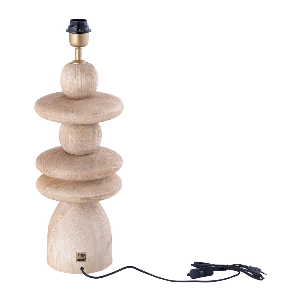 livinglovely.nl - Callain Natural mango wood table lamp base round - - PTMD - livinglovely.nl