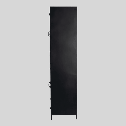 livinglovely.nl - Cave Black Iron Cabinet High PTMD - Vitrinekast - PTMD - livinglovely.nl