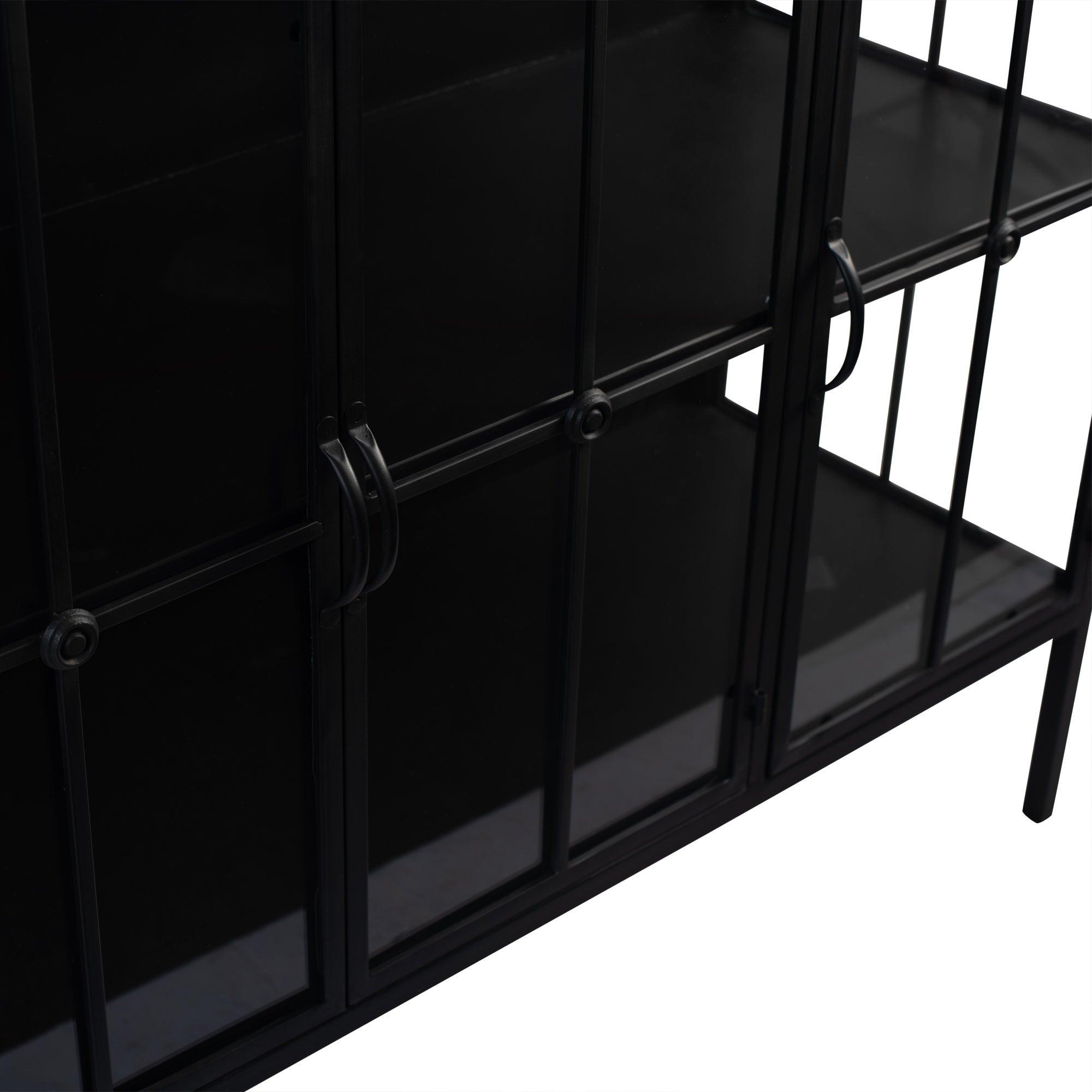 livinglovely.nl - Cave Black Iron Cabinet Low PTMD - Dressoir - PTMD - livinglovely.nl