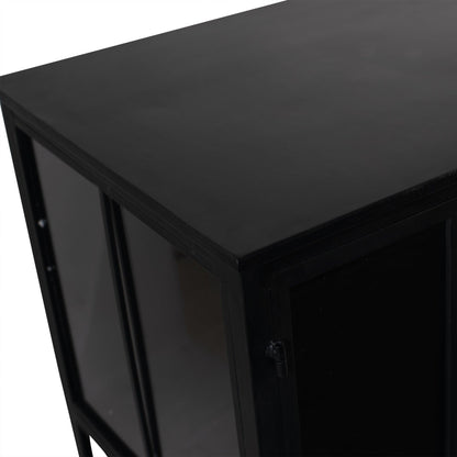 livinglovely.nl - Cave Black Iron Cabinet Low PTMD - Dressoir - PTMD - livinglovely.nl