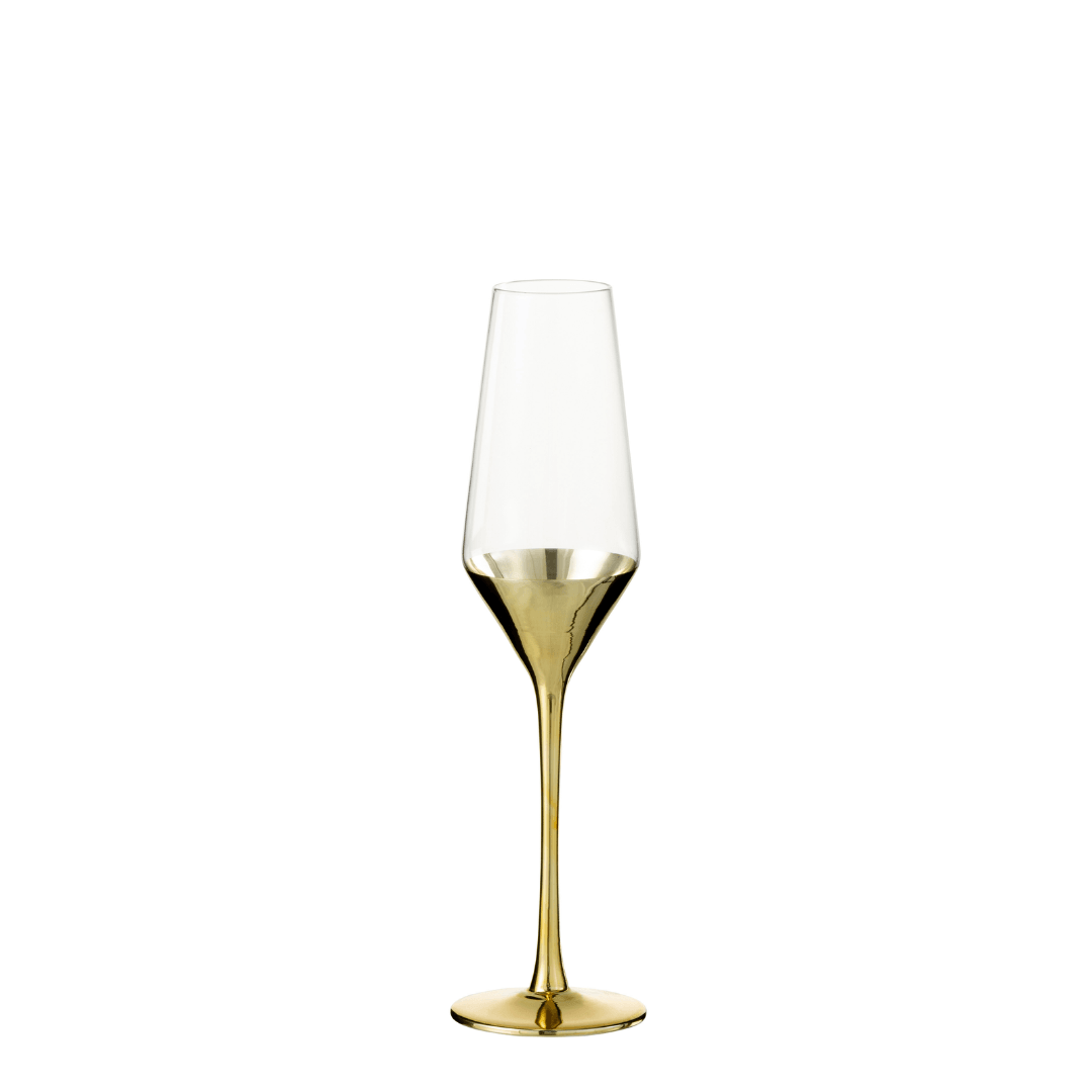 livinglovely.nl - Champagneglas Glas Goud/Transparant - Champagne glas - J-Line - livinglovely.nl