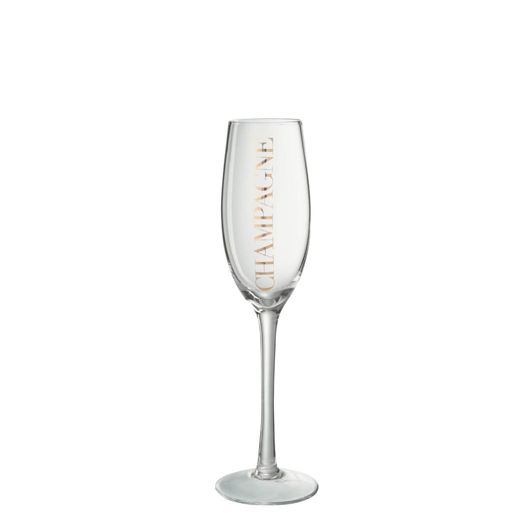 livinglovely.nl - Champagneglas Transparant/Goud - Champagne glas - J-Line - livinglovely.nl