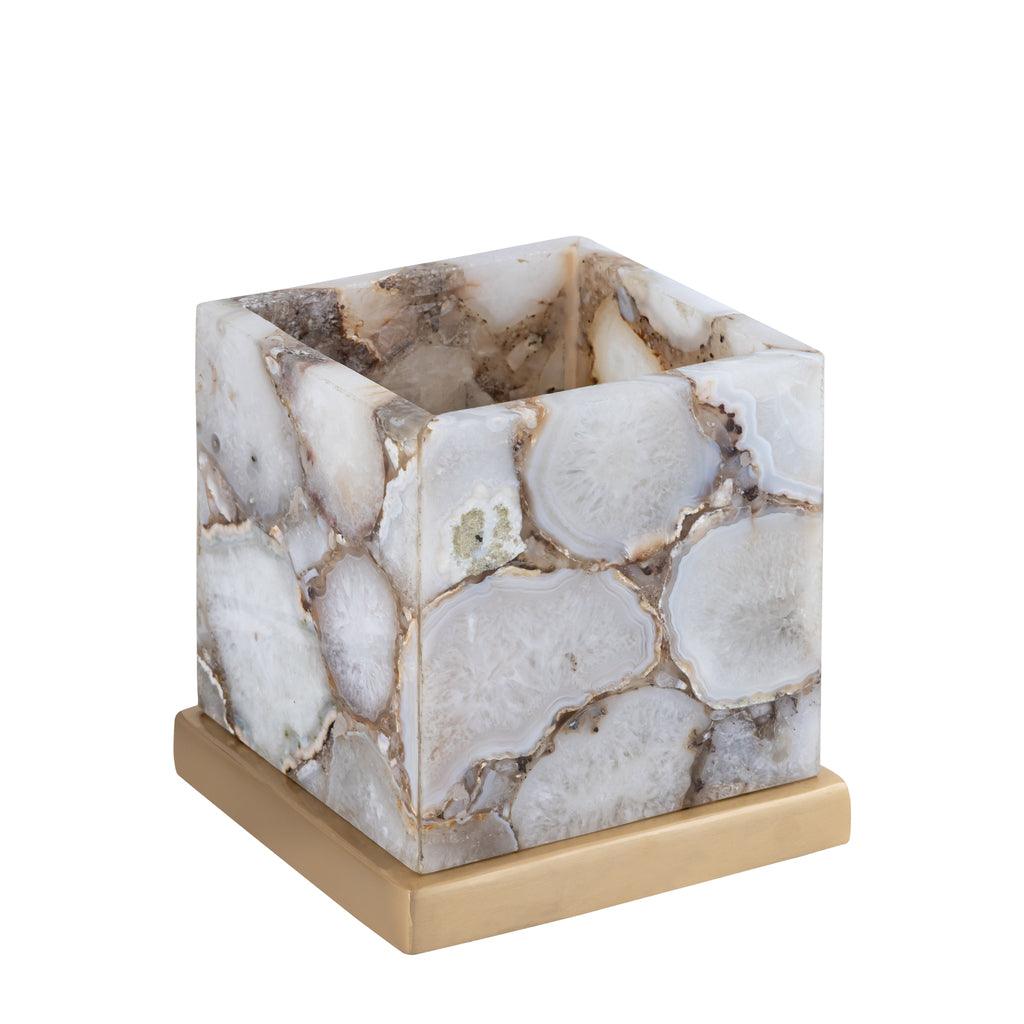 livinglovely.nl - Charlley Gold agate stone table lamp square PTMD - Tafellamp - PTMD - livinglovely.nl