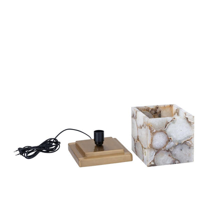 livinglovely.nl - Charlley Gold agate stone table lamp square PTMD - Tafellamp - PTMD - livinglovely.nl